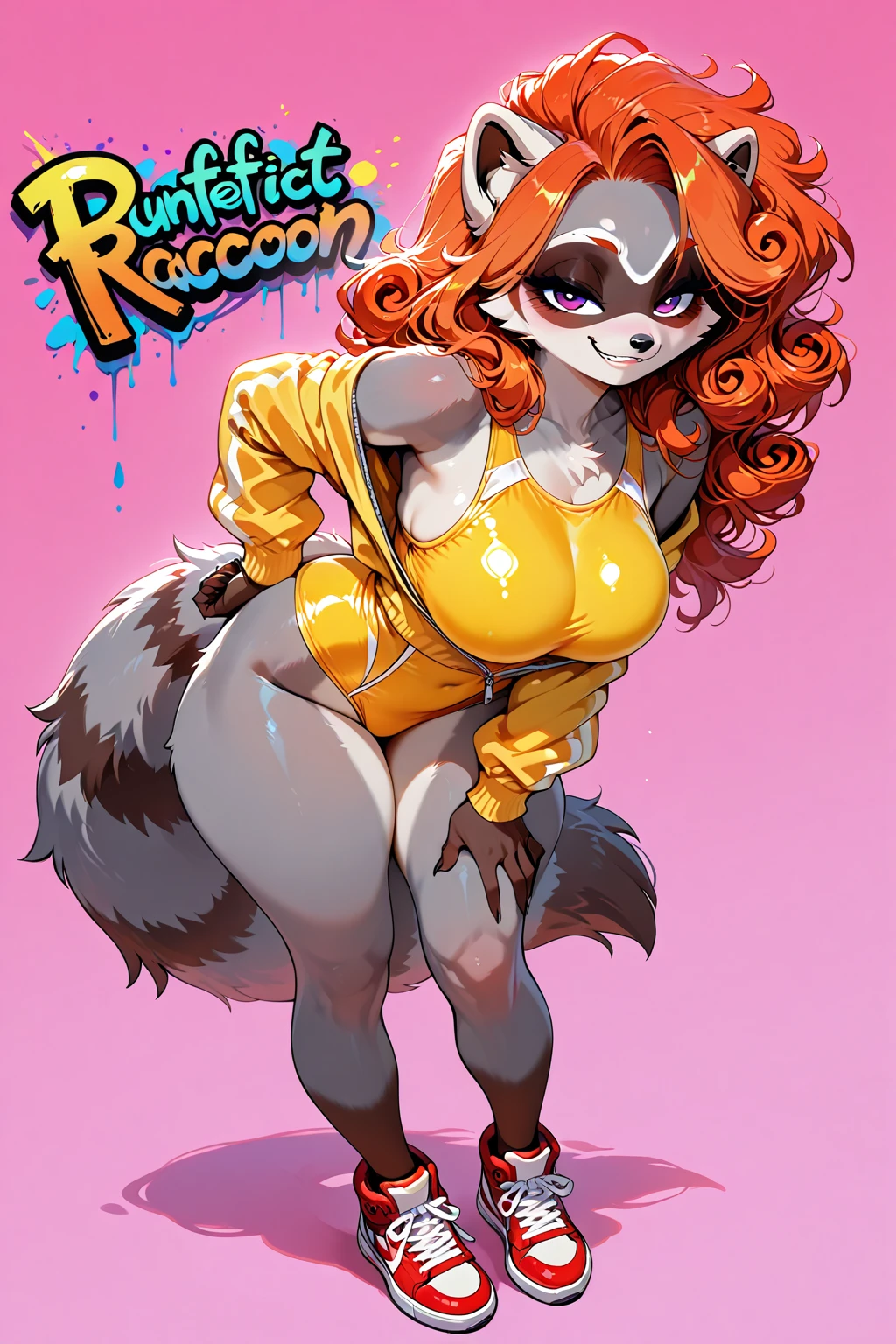 Masterpiece, hi res, absurdres, Best Quality, detailed, 4K, 8K, detailed,HD, By bebebebebe, by wsache, by greasymojo, by inu-sama, solo,tall,detailed eyes, male,girly, androgynous,makeup, giraffe anthro,giraffe, red hair,long hair, long neck, Open mouth, tongue out,very long tongue, oversized camisole,curvy, Big ass, flaccid male genitalia, balls