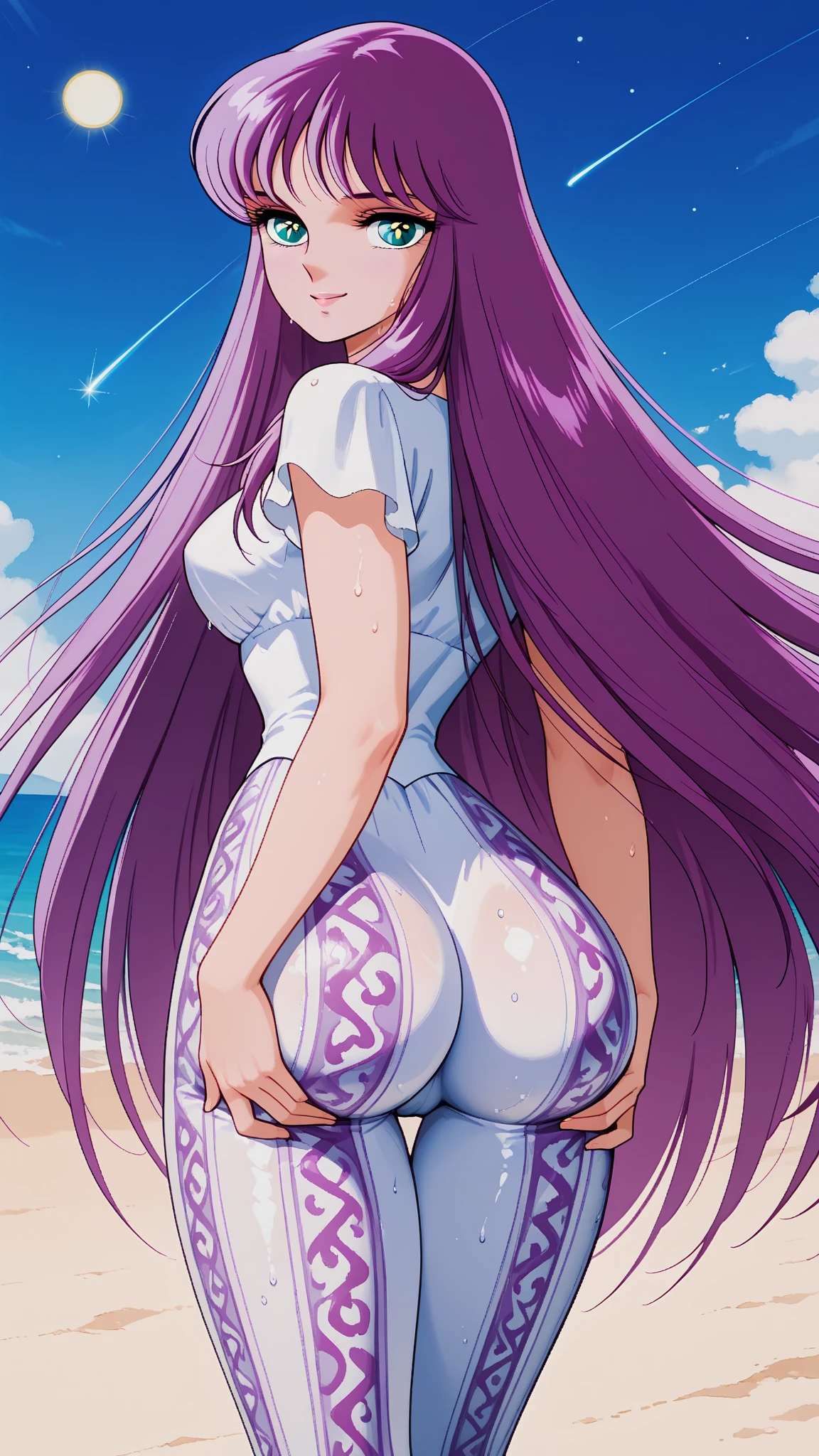 {{Masterpiece}},{Detailed and beautiful drawing},Official Art,Beautiful adult woman,Megurine Luka,Pink long hair,blue eyes,Big Breasts,{Full nudity from behind},{Erotic temptation:2.0},{Show your vagina up close and spread it open:2.0},Embarrassed ,Spread your legs,bed