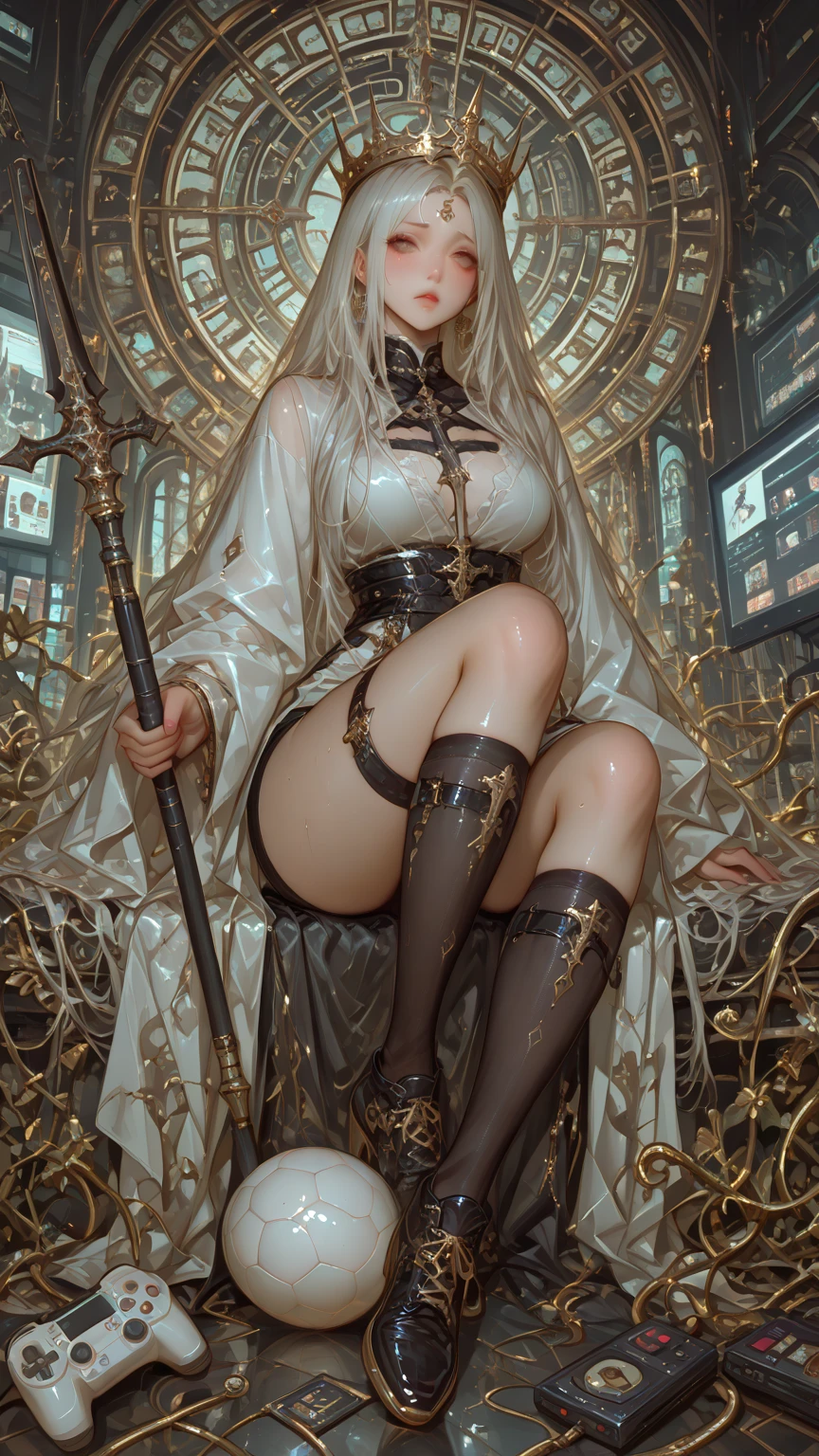 official art, unity 8k wallpaper, ultra detailed, beautiful and aesthetic, masterpiece, best quality, (zentangle, mandala, tangle, entangle), (fractal art:1.3) , 1girl, extremely detailed, dynamic angle, cowboyshot, the most beautiful form of chaos, elegant, a brutalist designed, vivid colours, romanticism, by james jean, roby dwi antono, ross tran, francis bacon, michal mraz, adrian ghenie, petra cortright, gerhard richter, takato yamamoto, ashley wood, atmospheric, ??????? of musical notes, streaming musical notes visible,(((steampunk))),sexy pose, marked, gigantic bosoms,cameltoe,ultra realistic 8k cg, picture-perfect face, flawless, clean, masterpiece, professional artwork, famous artwork, perfect face, beautiful face, beautiful eyes, ((perfect female body)),large breasts, solo, ,skirt,,blush,seductive expression,extremely detailed_eyes,thick thighs,((white hair)), short hair, beautifully detailed background,depth of field,,bdsm,skindentation,full body,shirt, pantyhose,