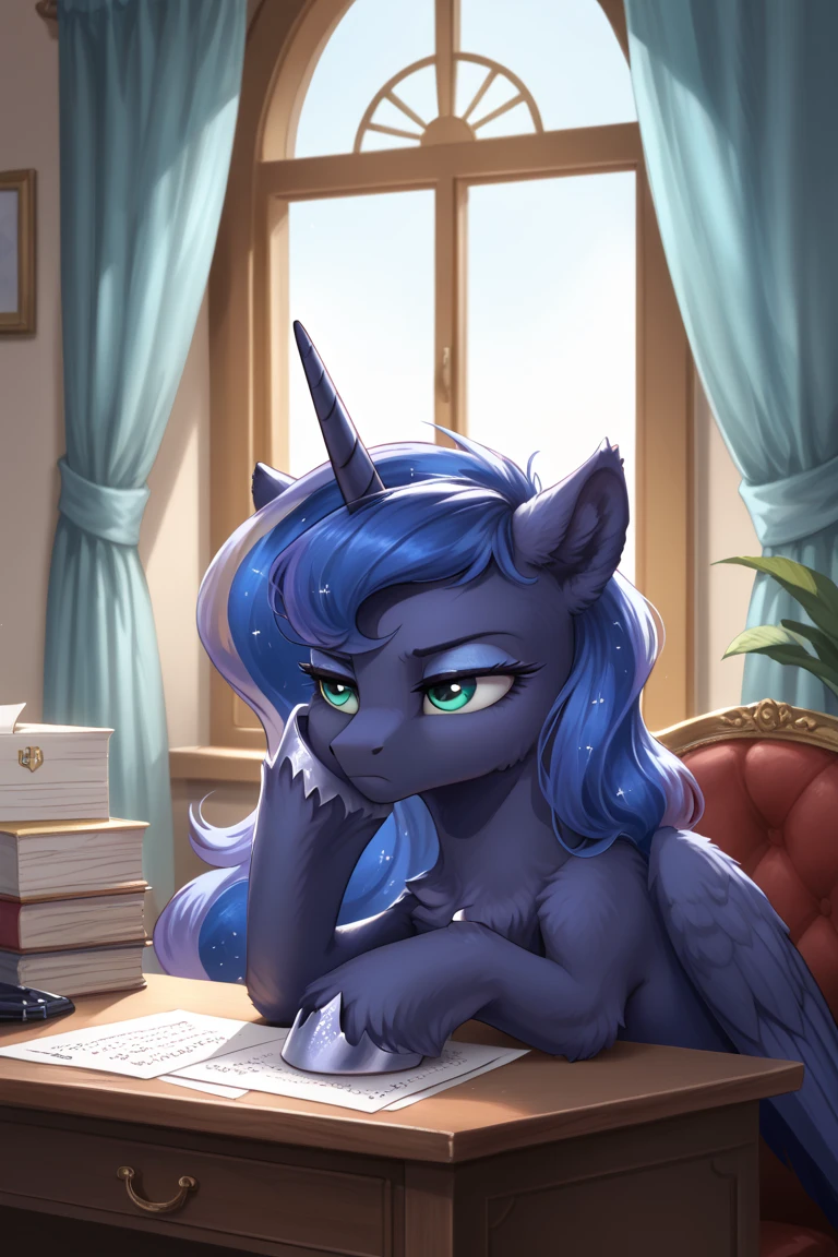 score_9, score_8_up, score_7_up, score_6_up, Princess Luna, alicorn, pony mare, female, human, bed, female, human male, human male on mare, human on pony action, interspecies, male, mare, , one eye open, , straight, crying, tears, , , , , ,  on face, , 