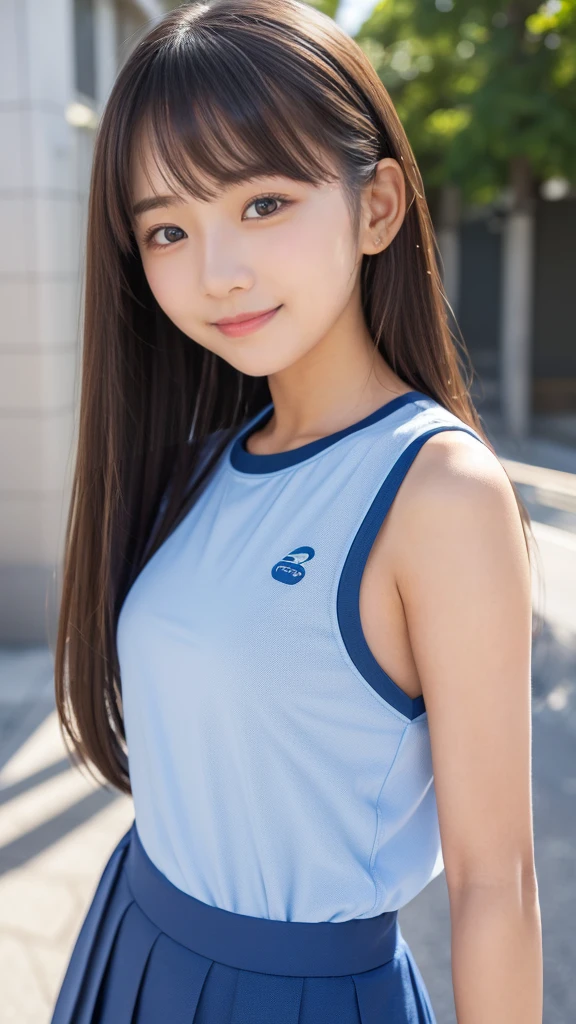 Browsing Caution，masterpiece，Highest quality，8K，20-year-old，，Brown ponytail with bangs，Brown tan skin，Touching the chest with both hands，Charming smile，Angle from below，（Tuck up your T-shirt with both hands），（Saggy breasts，Very large areola），Short T-shirt，Exposing underboob，Droopy eyes，Sexy thick lips，（((Drip lotion ，Oily skin))），jeans，