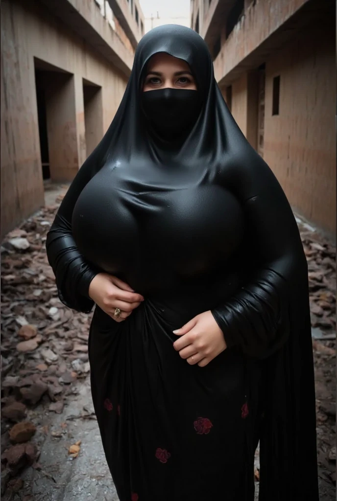 52 years Old, Hijab Indonesian mature woman, ((Massive Enormous Large Breast : 1.4)), (((Tight Long-sleeveles Shirt))), Slim body, Breast about To burst out, (((at Abandoned School Corridor))), Bright light, at Night time, Dark Theme, Secret Meeting with her student, Illicit Relationship beetween Teacher-Student.