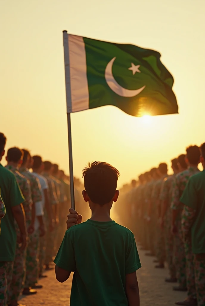 A Bangladesh flag will be on the boy's back and a Pakistan flag will be on the boy's back
