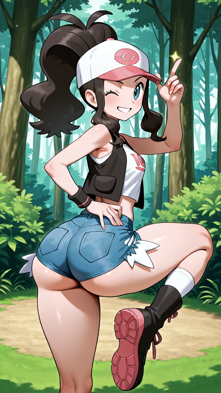 masterpiece, The best quality, the highest quality, photorealistic, perfect ???????, perfect face, Perfect eyes, pandballgt, 1 girl, black eyes, black hair, short hair, orange scarf, pants, Gloves without fingers, Red shirt, Crop above, outdoor, nina, women, pose sexy, ((vaginal sex)) with man, erection, body, (intricately detailed skin) , (perfect lips) , high contrast, ((fucking with goku))