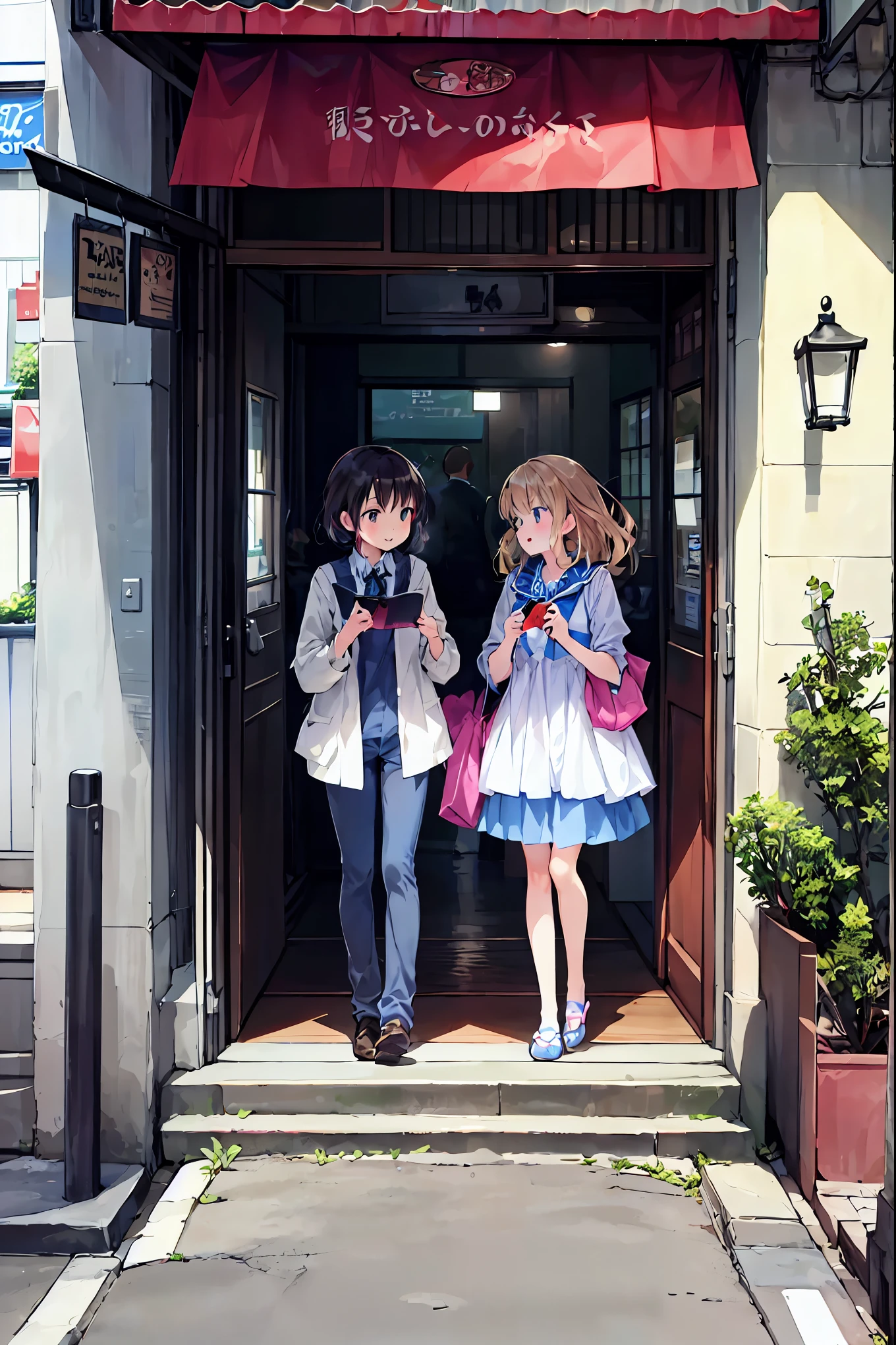 Ridiculous, high resolution, ( Anime Style:1.1), ((masterpiece)), ((Highest Quality)), (超high resolution), ( beautiful), TOKYO DISNEYLAND,TOKYO DISNEYLANDの活気に満ちた魔法のような雰囲気の中を歩く, casual clothes、cute服、Cinderella Castle can be seen in the background, warm sunshine、The vibrant and cheerful atmosphere of Disneyland,Families and couples pass by,solo, beautiful face、(lift),cute 、looking down on the ground from bad scaffolding above a 2000-meter-high building,wind, light brown hair, Are brown eyes , Laughter,viewers, lens flare,Dramatic, ANCIENT CITY、 windになびくスカート、Clouds looking down 、Highland、 see below 、Don'Don't look here