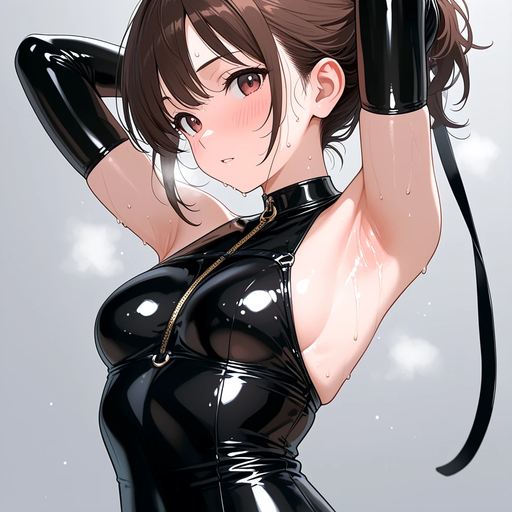 Primary school students、child、Long Hair、Small breasts、Small breasts、child体型、Nipples、Angry、Glare、Raising eyebrows、Sweat on the cheeks facing forward、((spy、Bodysuits、Fishnet tights))、Laboratory、(((Restraining the body with chains、Place your arms behind your head、Show your side、first round、Body nailed to the wall)))、8 year old 、Realistic body、Spread your legs、Shallow squat
