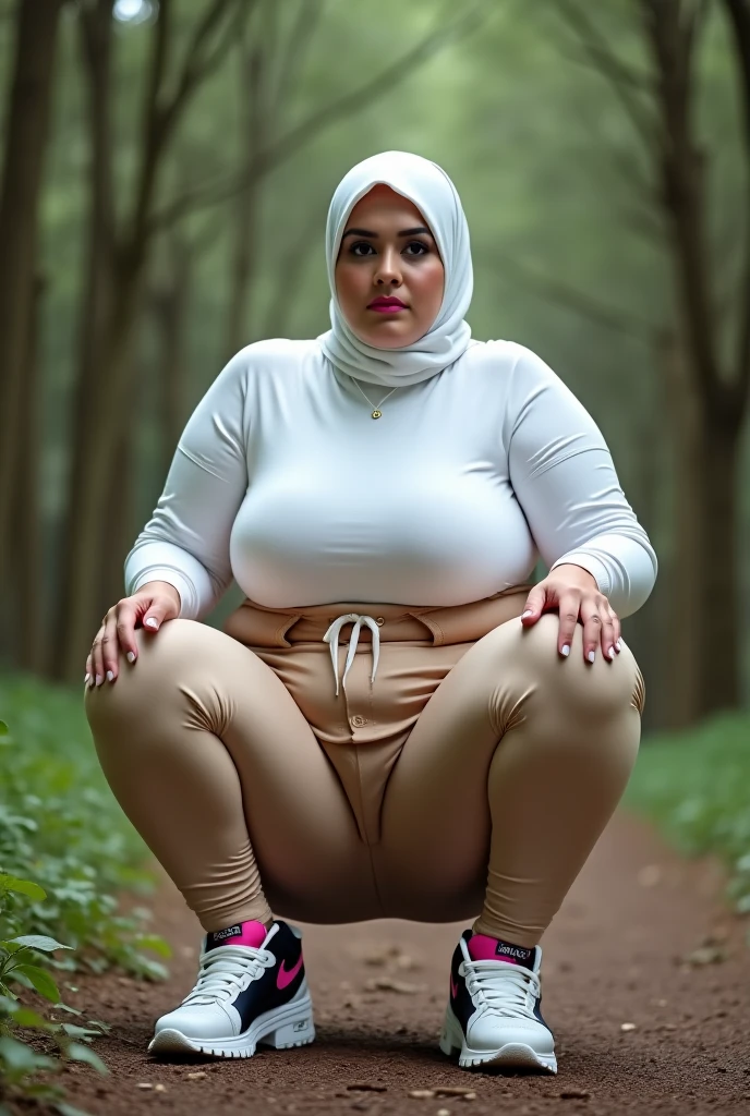 realistic face features, realistic body proportions, 1 girl, cute face, chubby body, fat body, obese, very mild cellulite, small , ((hairy vagina)), hijab, shirt, no pants, no underwear, in car, ((in backseat of car)), detailed backseat of car, full body view, horny, very sweaty, orgasm face, hand on vagina, at night, ((masturbating)), cumming, ((cum dripping from vagina)), legs spread