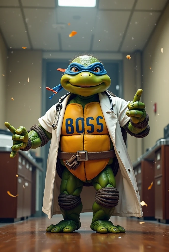 photo pepe, pepe frog, sad, solo, holding a cigar, <lora:DD-pepe-v2:1>, wolverine claws, (in a yellow and blue bodysuit), <lora:Wolverine2024-1024:1>, In the dark alley at night, lit only by a broken lamp and a flickering neon sign in the background, The environment is shrouded in a thin mist, with trash cans scattered all over the floor, The atmosphere is tense, with a hint of mystery typical of noir action films