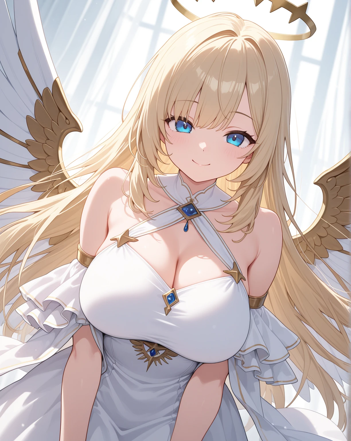 golden hair angel white wings milf