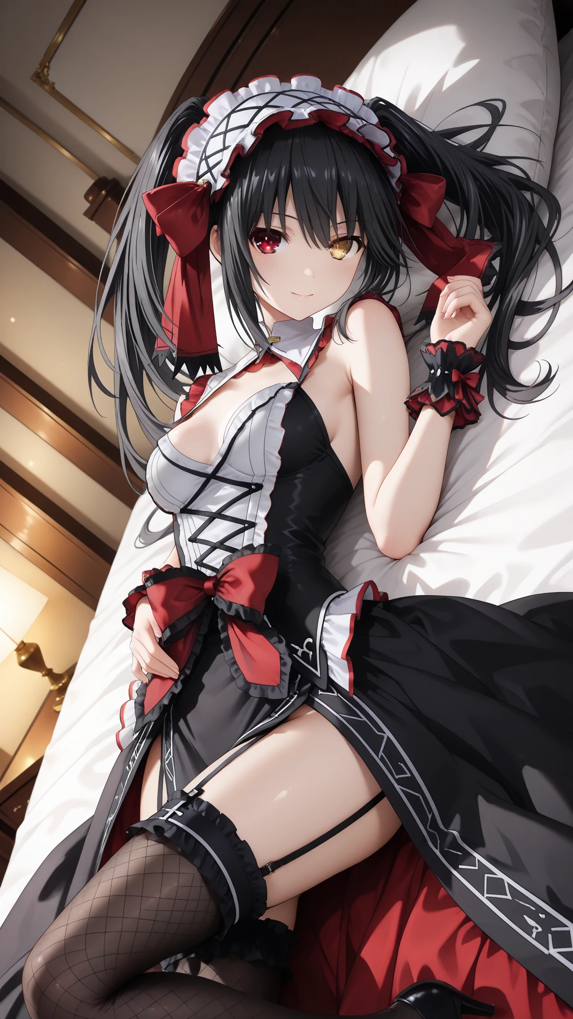 (((masterpiece, Highest quality, High resolution, 超High resolution, Pixel Perfect, Written boundary depth, 4K, About RTTX10.0))), Beautiful Anime Women, Beautiful art style, Anime characters, ((Smooth texture, 再alistic texture, Anime CG Style)), Exact finger count、Exact number of legs、(Exact number of arms:1.0, Exact number of hands:1.0), (Perfect hands, Perfect Anatomy), Cinematic, 再alistic, Extremely detailed CG, Daytime lighting, Perfect lighting, Best Shadow, The best natural light, whole body, whole body, ((Date A Live),(Tokizaki Kurumi)), ((Sexy and cute panties, (Stylish shiny satin black panties:1.2), Lace panties:1):1.3), Naked Apron