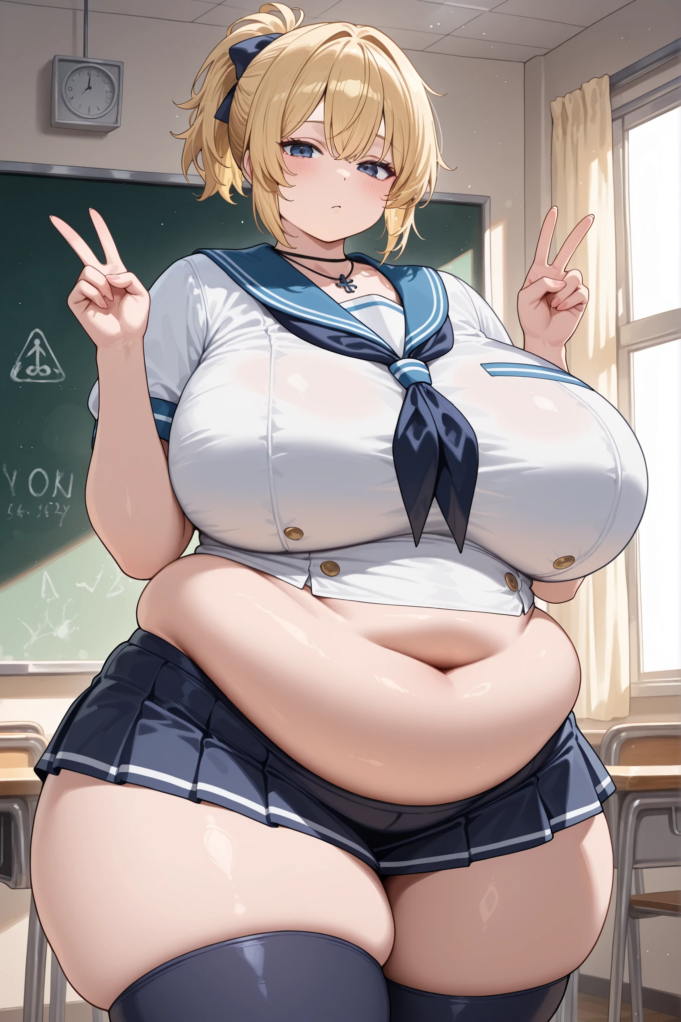 Super Resolution、
(Lively:1.3)、
(One slim girl)、Stylish girl、Huge boobs:1.5、Short Hair Shiny Lip Gloss、(squat:1.5)
Thighs、Earrings、(I can see her panties)
(Enamel material)、mini skirt、
 Exquisite beauty、Beautiful Face, (Pitch Resuit), In the classroom、Embarrassed face