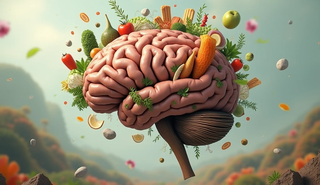 A brain thinking about unhealthy foods