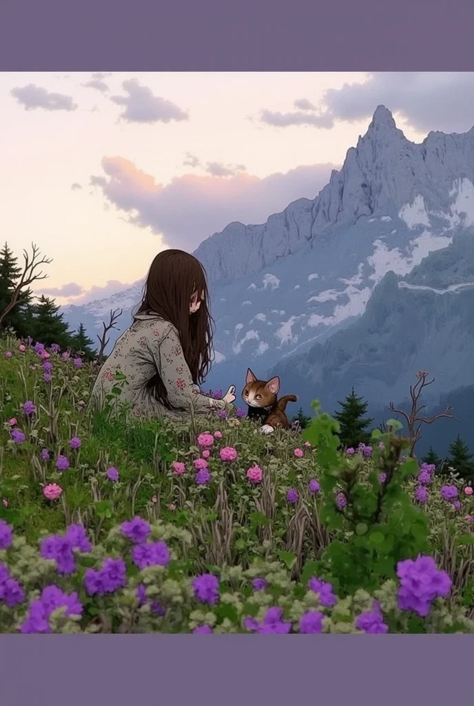 Tim Burton Style、子猫と少女 in the style of ppWhimsy