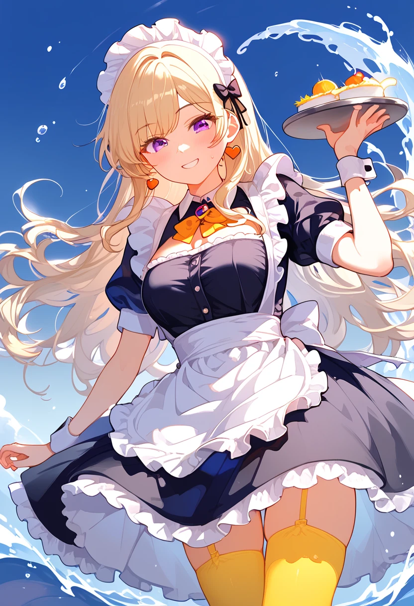 (Highest quality)(high resolution)(Attention to detail)
Maid clothes, White apron, Headband, (Fashionable clothes)
Gothic Dress, ribbon, Maid clothes, 白と黒のMaid clothes
海, Beach, (Wave, Wave打ち), 荒Wave, In the water, (Waterlogged), Water Play, 
((Even my clothes are wet 1.1))((Even my clothes are soaked in water)), Water Drop, Soaking wet, ((Deep water depth)) (Deeply immersed)
Blonde, cute, The best smile, 全身にWater Drop((全身にWater Drop1.1)), Long, 腕にもWater Drop, Water drips from the clothes