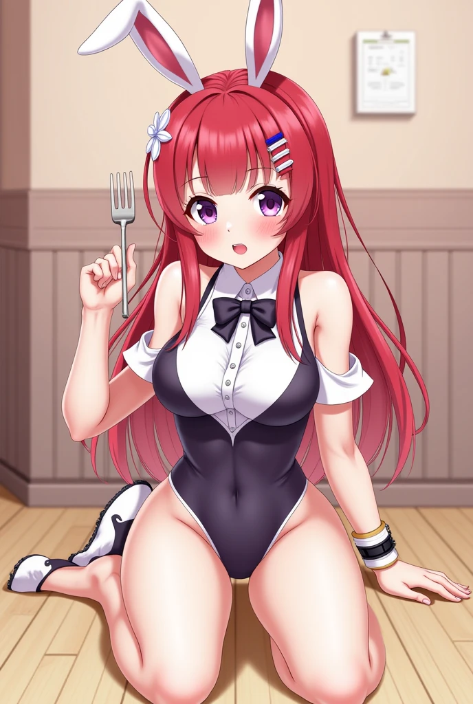 (masterpiece:1.2), best quality, high resolution, unity 8k wallpaper, (illustration:1.0), (beautiful detailed eyes:1.6), extremely detailed face, perfect lighting, extremely detailed CG, (perfect hands,perfect anatomy), (dynamic angle and pose:1.3), nice angle, (1girl, solo:1.5), BREAK
nakano itsuki, skirt, star hair ornament, long hair, red hair, blue eyes, ahoge, white socks, looking at viewer, bangs, large breasts, kneehighs, shiny hair, hair between eyes, shiny, wing collar, cute panties, BREAK
food, holding, holding food, burger, eating, happy, BREAK
(naked apron:1.2), hadaka apron, white apron, bare shoulders, BREAK
kitchen,indoor,Mansion,day,