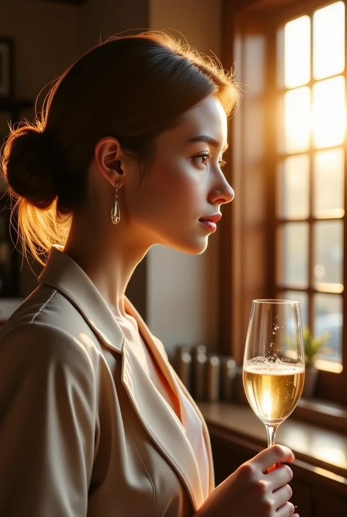 taken on the iPhone, without blurring the background, in a mirror, realistic naturel Arafed woman with a blouse, fille aux yeux bleus, clear photo, femme blonde, with a little acne, A very pretty 19-year-old girl,photography in a bar with a cocktail, with public , Violet Myers, sans maquillage, looking straight at camera, Visage avec Artgram, Superbe photo du corps entier,clear photo