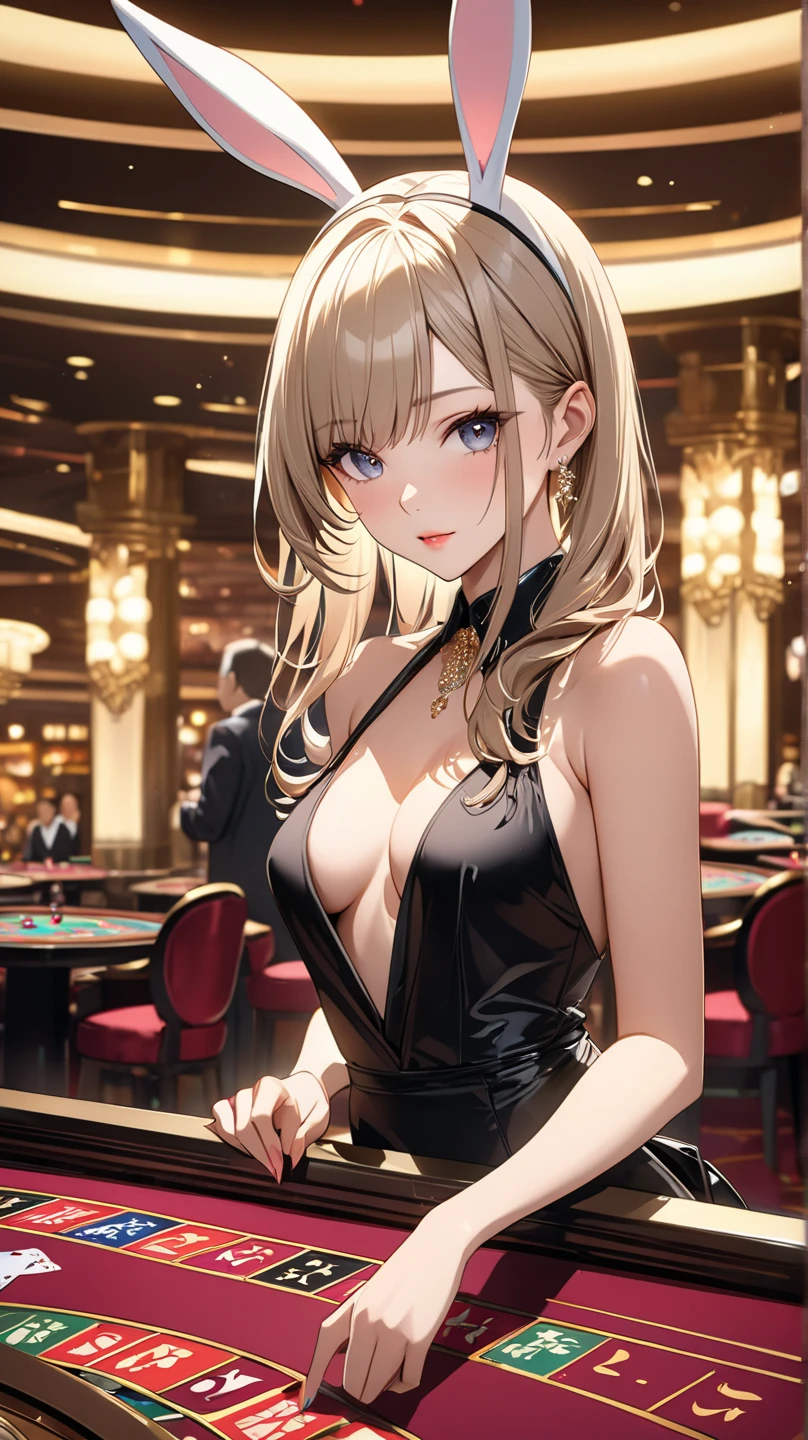 Blonde woman doll in casino
