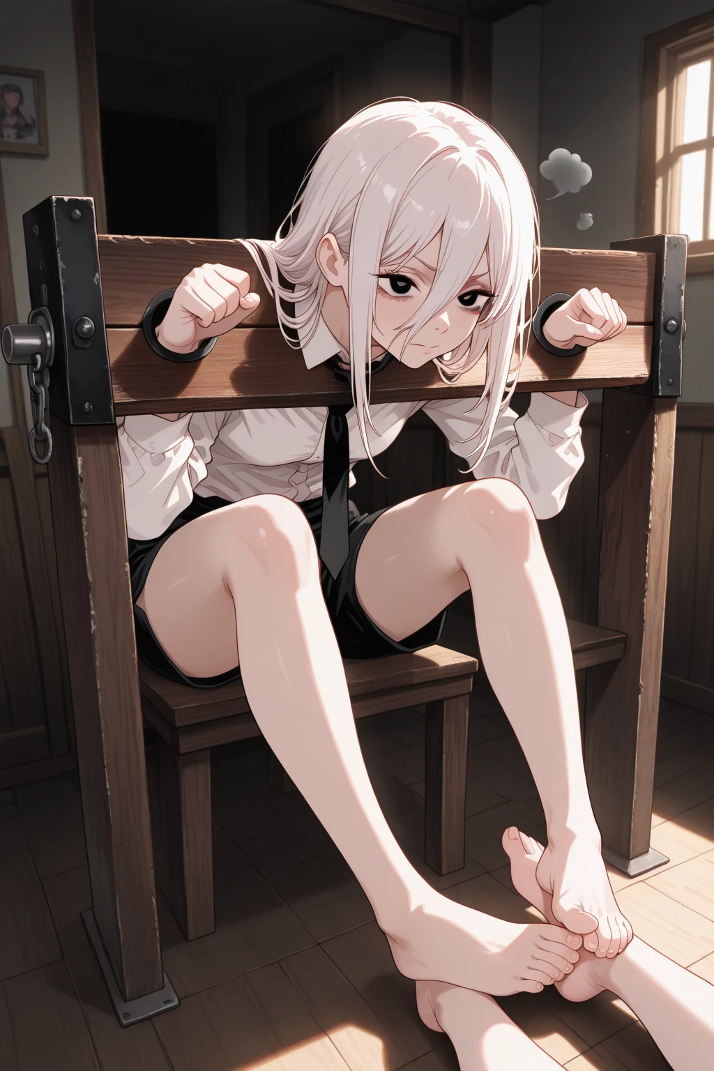 In 8K、Highest quality、masterpiece、Ultra-detailed、Ultra-high resolution、((1 person))、White hair、Completely naked、basement、M-shaped legs, Perfect hands,Woman opening her legs , Spread your legs , Show your hand , basementの椅子に縛り付けられる, Constraints, BDSM, Constraintsされた足, Constraintsされた腕, Entangled in tentacles, Bound to chair, rope, tied with ropes, Beautiful body, Beautiful Face, tied to chair with ropes, Constraintsされた身体, Unable to move,Bondage,Tentacles in the vagina and anus, Hold a tentacle in your mouth,