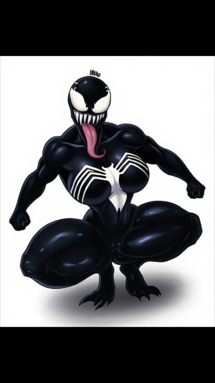 score_9, score_8_up, score_7_up, score_6_up, score_5_up, score_4_up, transparent background full body she-venom, looking at viewer, medium breasts, sharp teeth, long tongue,abs