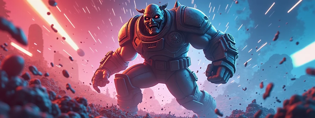 wjqhammer golem, battlefield at dawn, illustration by Slawomir Maniak, Magic the Gathering, <lora:wjqhammer-13:0.7>