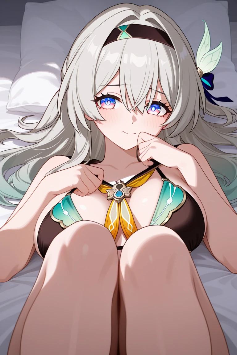 Beautiful woman wearing a tiny micro bikini
