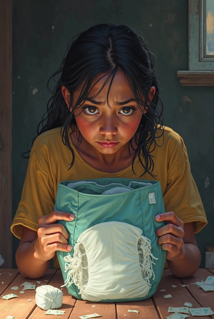 (8k, RAW photos, best image quality, masterpieces, : 1.2), (realistic, photorealistic: 1.37), 17-year-old indian girl with a sad face of homeless, sad expression of despair, depressed, on all fours, poor, dirty room littered with garbage, torn and dirty tattered dirty clothes, exposed plain clothes, torn fabric, collarbone, no bra, cotton panties, panties on the legs, saree, dirty hair, dirty face, dirty skin, wet skin, muddy skin, muddy feet, bare feet, small breasts, cleavage, unkempt hair, sweat, sweat drops, tan, close-up, from below, old kitchen, tile fragments, dark ruins, messy rooms, broken dolls, trash cans, top quality, ultra high resolution, physically based rendering, cinematic lighting, Complex and cinematic look, messy room, photorealistic, cowboy shot, dynamic angle