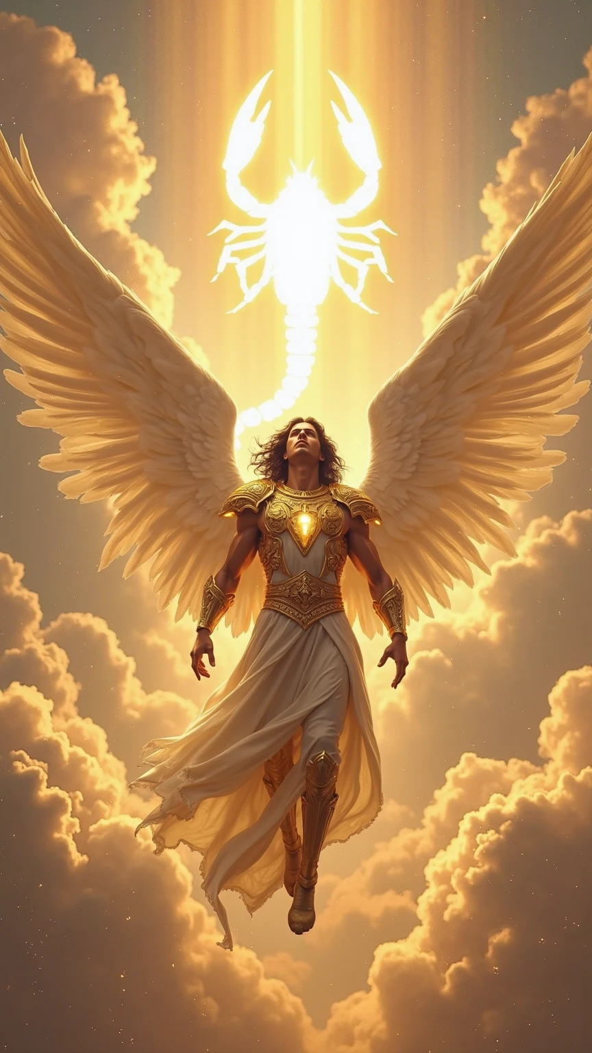 I looked with winged angels, and there was a man dressed in linen, and his loins were girded with a belt of gold from Ufas. His body was like topaz, his countenance shone like lightning, his eyes were like burning torches, his arms and legs shone like polished brass, and the sound of his voice was mighty. 2:3