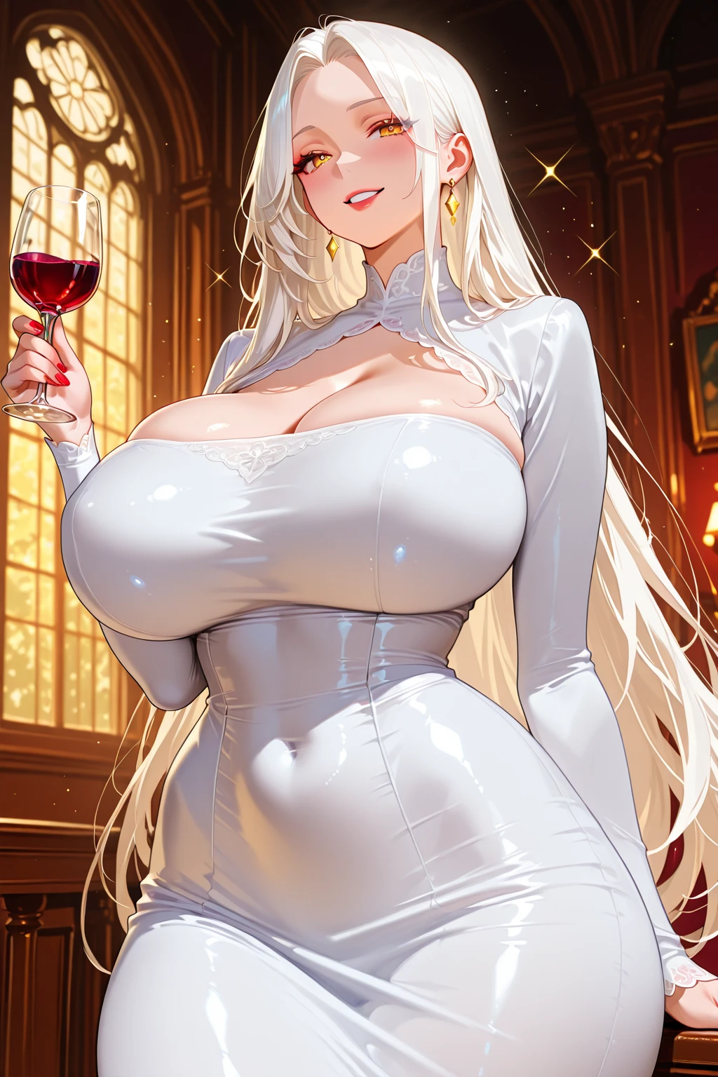 Woman in a golden transparent dress,High heels, (((Huge breasts, Large cleavage))),Slim waist,(Bare waist), ((exposed nipples)), Long hair, micro-curly hair, Ultra-detailed details,High-end Zhenyi station, Rainstorm site, detailed fantasy art, Stunning character art, Beautiful and exquisite character art, Beautiful gold and silver armor, Extremely detailed, Girl in shiny armor, Exquisite tiaras and jewelry,Crystal jewelry filigree, Full body capture, milky ways, Stunning visuals, (dynamic streaks, light tracks:1.2), Vibrant colors,