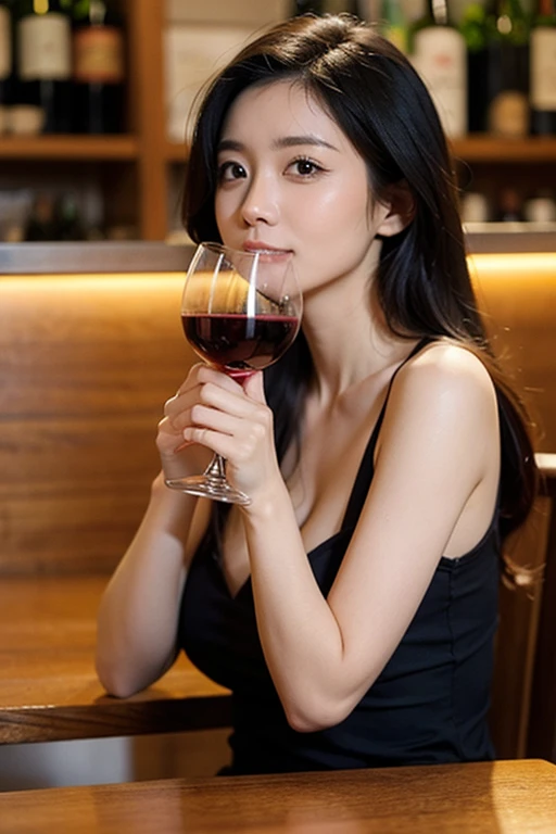 A beautiful woman drinking wine