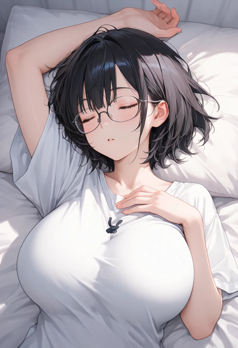 masterpiece, best quality,anime style, 1 girl,(((slender body))), (((small eyes,small breast,breast milk,breastfeeding a baby))),(((nurse uniform,glasses))),((((cum)))), (beautiful face), (((short hair))), (((straight hair))), ((((((black hair,normal human hair,normal human ear)))))),detailed beautiful skin, (perfect hands, perfect anatomy)
