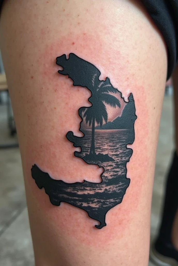 A picture for a tattoo with the map of Africa and Guadeloupe