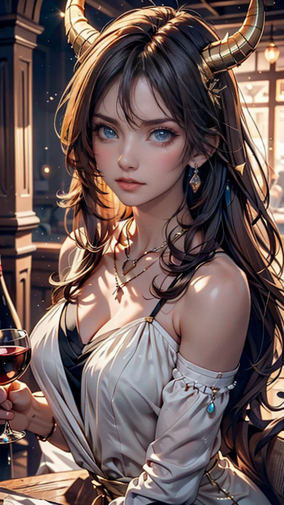 hyper-real), (illustration), (high resolution), (best quality, 8K, masterpiece: 1.3), (very detailed), (best illustration), perfect body beauty: 1.4, (beautiful detailed eyes), (super detail), (desktop wallpaper), (detailed face), milky white and fair skin, high detail skin, realistic skin details, visible pores, (dynamic pose), the art of John Collier and Albert Obright and Krenz Kusatt and Artem Demura, Open shoulder dress: 1.4, shallow smile, camelto, half body, --auto