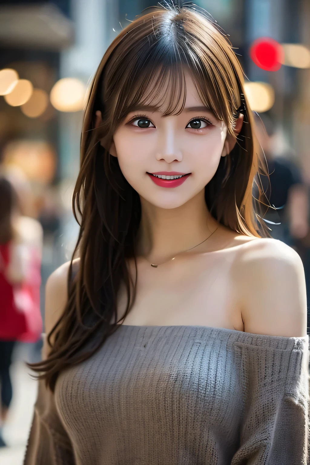 Tabletop,Highest quality, masterpiece, Very detailed, High resolution, 8k wallpaper, Perfect dynamic composition, 20-year-old girl, Fine and beautiful eyes, Beautiful long straight hair,Trending Fashion,Small breasts, Natural color lips, Bold sexy pose, A shy smile, Cute Woman, Elegant face,Slim Style, Tokyo, Big eyes,Sexy shots for the camera, Perfect and beautiful face,elegant,Off the shoulder,Wear a jacket,Perfect and beautiful face,Beautiful breasts,Off the shoulder,Wear a jacket
