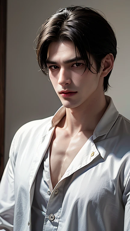 a 40 year old man (red short hair:1.0), grey eyes, moles all over the face, wearing an official uniform, masculinity, teacher, medic, (best quality,4k,8k,highres,masterpiece:1.2),ultra-detailed,(realistic,photorealistic,photo-realistic:1.37),cinematic lighting,highly detailed face and body,sharp focus,vivid colors,anime style