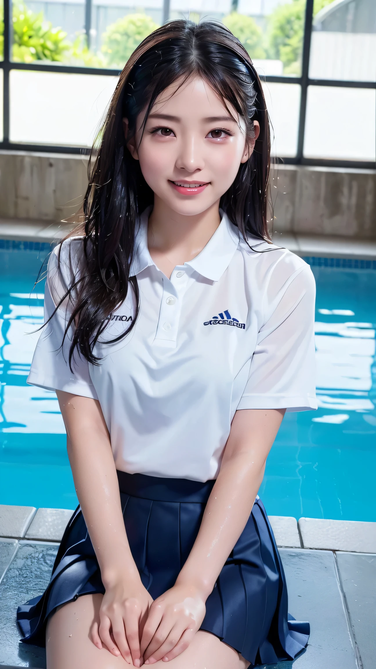(((neat woman,cowboy shot, (((masturbation,Masturbation))),))),(((kind smile:1.8,kind smile,blush:1.8,blush,deep cheek:1.8,deep cheek:1.8))),(cinematic lighting), (Photo real:1.4)、(A hyper-realistic:1.4)、(Photorealistic:1.3)、 (gentle lighting: 1.05)、(Improve the lighting quality of your video:0.9)、 32k、25years old woman、photorealistic lighting、Back lighting、Facial Lights、Ray Trace、(bright:1.2)、(Increase quality:1.4)、 (best quality real texture skin)、Fair eyes,delicate face、 Close-up of the face,  ((((Wearing the tight white tennis uniform))),(((very sweat:1.5,sweat,little wet white uniform))), high-neck:1.4,mini skirt,high-heel))),(Bodyline mood improvement:1.1)、Glossy skin、good figure,perfect anatomy,Beautiful actress,(((beautiful huge breasts,slender waist,slender hip,long slender legs,8heads tall))),(((8heads tall))),(((wavy midium hair,bangs,hairband))),(((sweat skin,shiny skin,in the beautiful modern night pool,super clean night view,in the night))), (((masturbation、Touching pussy、Masturbation)))