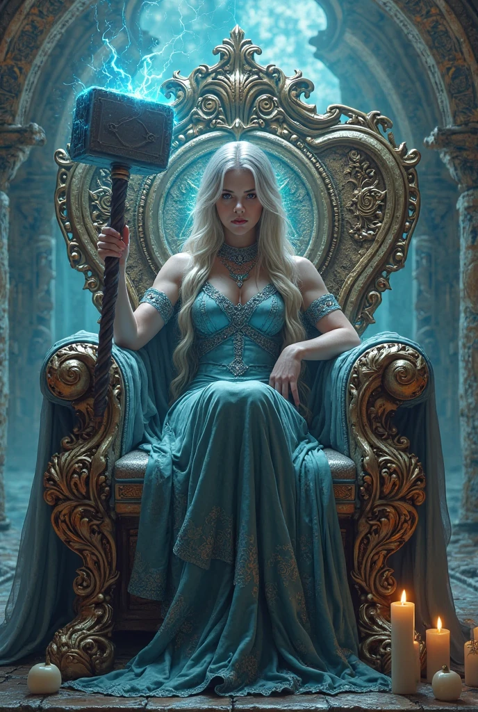 ultra realistic, photography, long white hair, girl, 24 years old, hourglass figure, perfect body, small breasts, Flirty look, she is sitting on a throne, wearing a gold dress, destroyed city in the background, the city is in flames and destroyed, (full body shot:1.1) photorealistic image of a (sitting pose:1.1) woman, full body, wide angle, wide angle shot, a small dragon is sitting at her feet