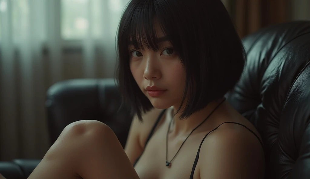 (Best quality, Japanese woman, 4, short black hair, (crawling on all fours:1.3), luxury city hotel room, soft lighting)