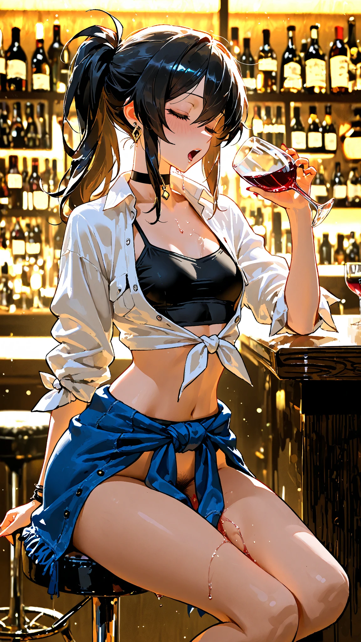 (masterpiece), (best quality), (ultra-detailed), (best illustration), (best shadow), (absurdres), Female, 25 years old, looking at viewer, steam, shy, nose blush, nsfw, medium breasts, nude, o-face, climax, light smile,