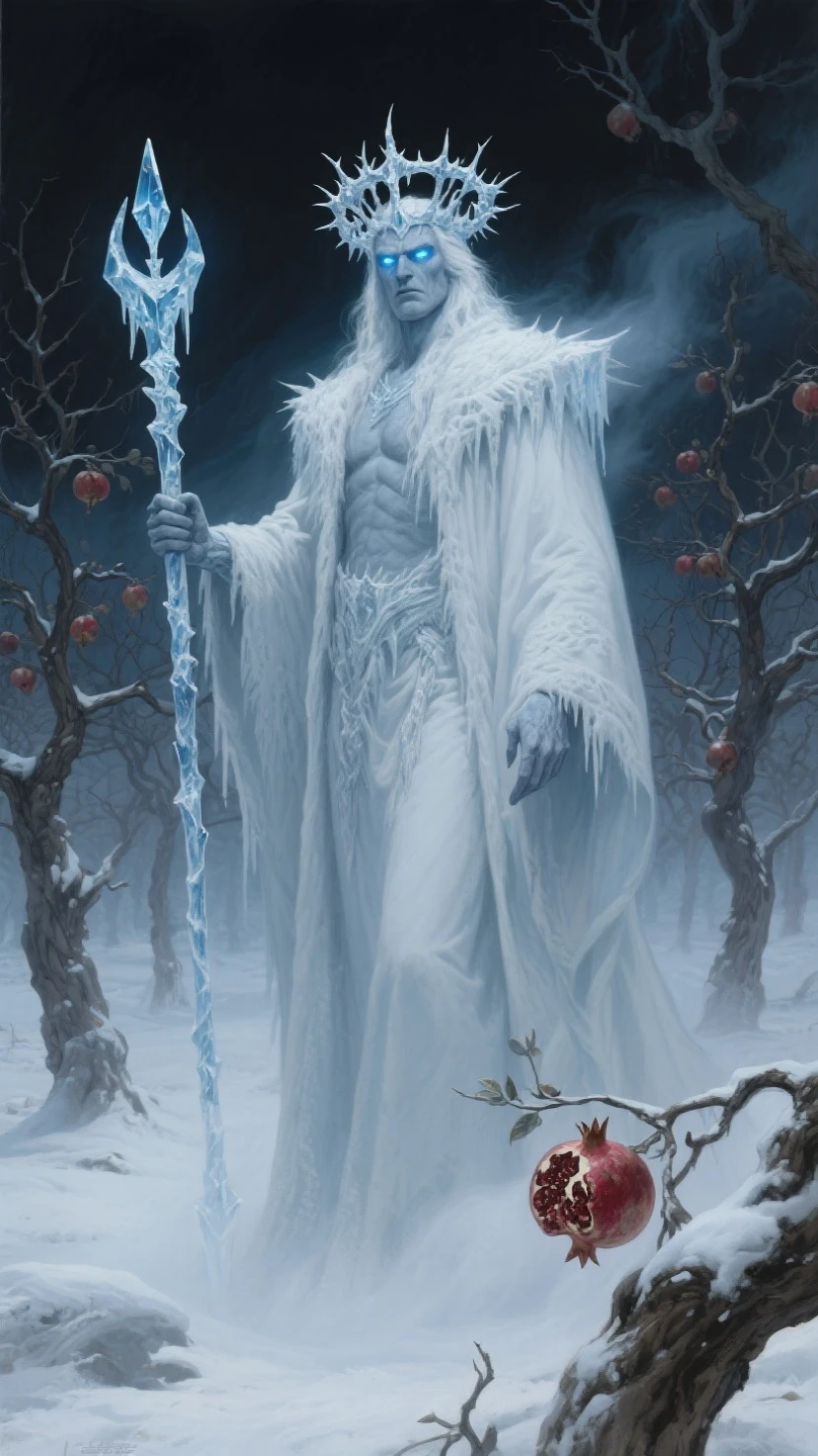 (albino tall lathy androgynous male Snow Prince, mortally haphephobiс, hoarfrost, pristine, precious, fragile beauty, translucent, thin neck, frail shoulders, flat chest, soft belly, male crotch, curvy hips, massive buttocks, he is pent up, needy, horny, but his penis and testicles are very fragile, vulnerable to heat, orgasming will make his penis and testicles explode and emasculate him completely, he is immortal while he is cold, but he can be shattered like glass, love will kill him, his touch is freezing, he is cold and lonely, but warmth will melt him down, weak stomach, weak bladder)