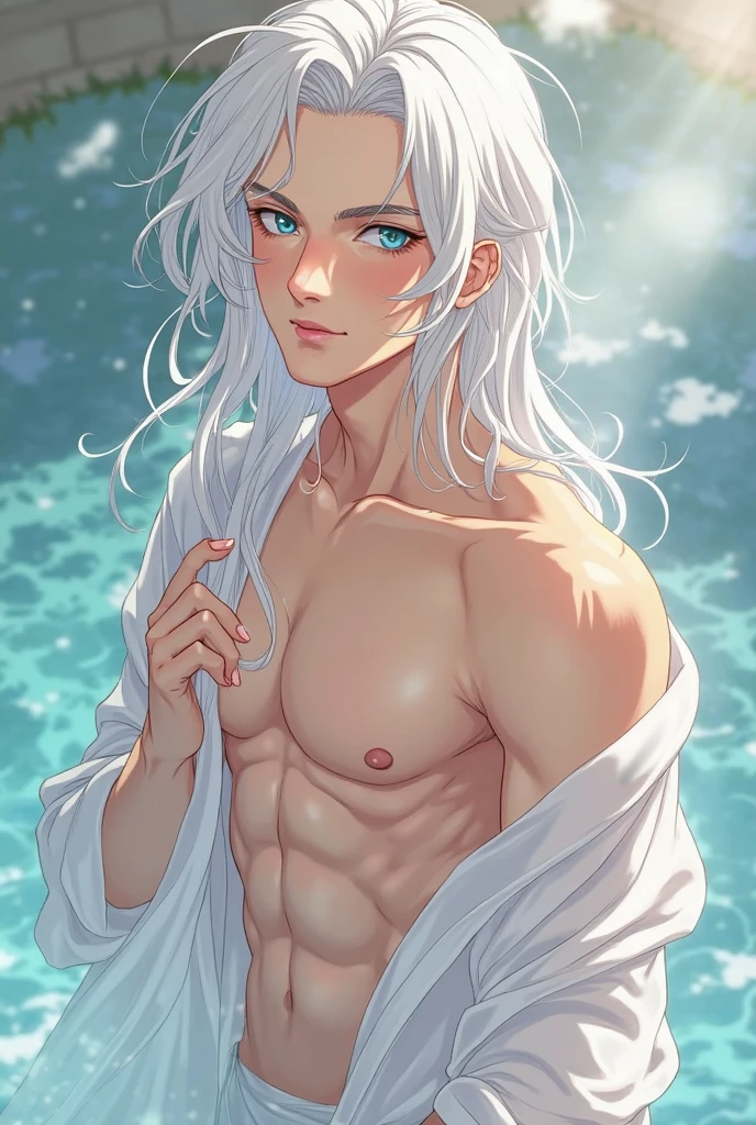 ((Detailed eyes, Shining eyes:1.2)),beautiful eyes,{best quality}, {very aesthetic}, {ultra-detailed}, {best illustration}, nsfw,{{1boy}},Big eyeballs,eyes wide open,look at viewer,(silver hair),( long hair), anal, man, penis,(Fox ears),(completely nude:1.8),Expanding the anus,Anal bulge,(cum on ass:1.5),(cum in anal),Cum in anus,naughty face,Long bangs down to the eyes,I can see the anus expanding,Erect nipples,((Eye contour emphasis)),No pubic hair,above shot, 2d,dooring,((blushing)),((otoko no ko:1.8)),(fem boy),(flat chest),bukkake,hand on own ass,open mouth,ass focus,spread legs,Semen is poured all over the body,Body without muscle,skinny body,No pubic hair,ass pov