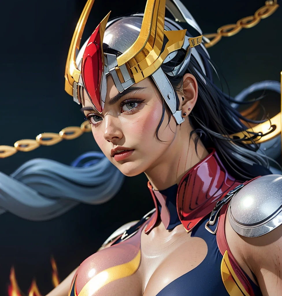 <lora:Himitsu Style:0.3> <lora:soldier (dq3):0.8> soldier_(dq3) (muscular:1.2) female, bikini armor, winged helmet, red armor, (long hair, purple hair:1.2), large breasts, indoors, castle, angry, smile, blue eyes, highly detailed lighting, soft lighting, toned, abs, shoulder armor, flexing, from behind, realistic, clenched hand, <lora:hiqcgbody:0.3> hiqcgbody, best quality, masterpiece, absurdres,