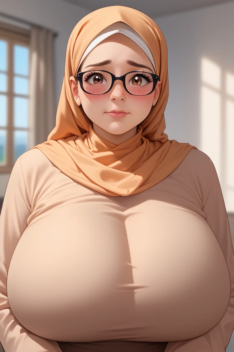 Tuxedo, Rainbow, ((HIJAB)), "Oki Setiana Dewi", ("gold Hijab Floral pattern Naked"), Chubby Wearing "Lace Floral Pattern Bra" & Short Hairy Pussy, "Facial expression in happy smile", "Green", " Green Lips", "Bokeh", "Very happy facial reaction", ((HEAVY HUGE BREASTS TITS)) lingerie, ((SHINY BREASTS)), ((HUGE NIPPLES)), view from side