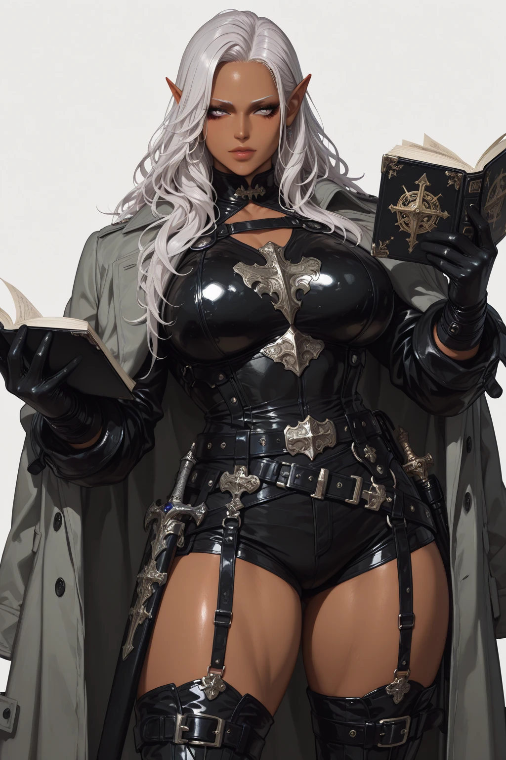 Big ass, Two 18-year-old women, big ass, back, back, body position back, full body, full body image, wearing black boots, witch character, black hair, and the other blonde hair, hair larger than the character's body, blue eyes, symmetrical and detailed perfect face, thin waist, wide and rounded hips,  thick thighs, wearing a delicate princess crown, lace bra with intricate details, lace panties with intricate details, black boot, holding a magic stick and a magic book,