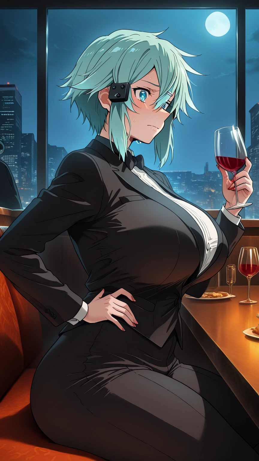 NSFW,masterpiece,Highest quality,High resolution,Super detailed,Sinon\(Sword Art Online\),Playboy Bunny,Streaks,Large fishnet stockings,Embarrassed,expectant face,(Estrus),(Lust),I feel,blush,casino,tray,(Elderly men),Being sexually harassed,(Molester),(Body touch),Wet,(Sex slave),(Service),service,Rabbit Pose