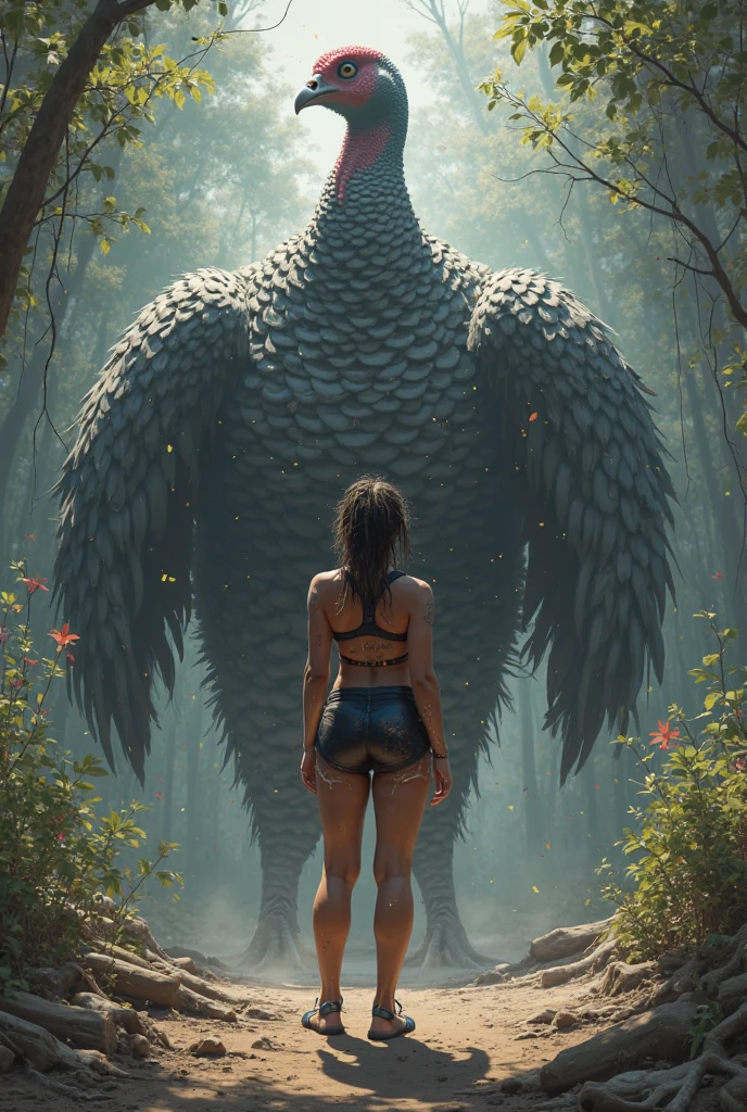 Description anatomique des muscles du dos d'une femme marchant dans une forêt, muscle d’ailes de dragon dans le dos