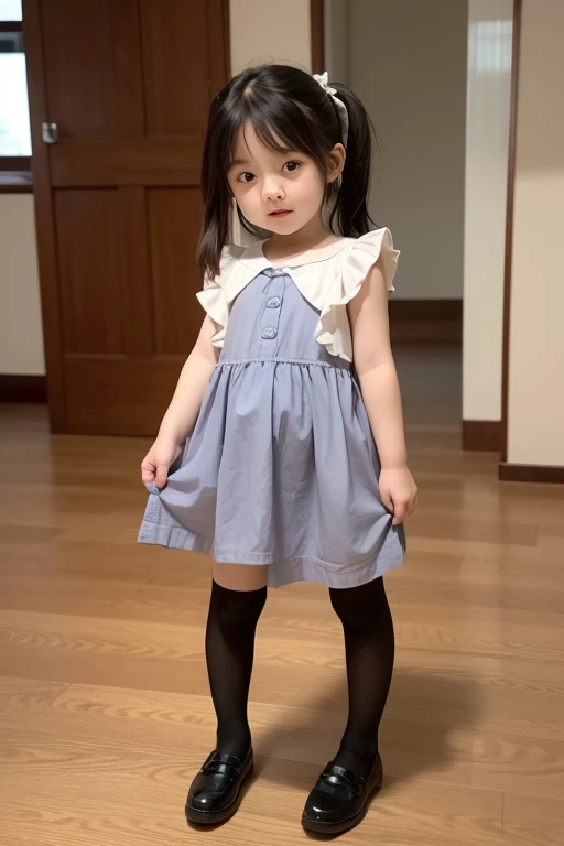 Cute little girl sweeping the floor in the living room --auto --s2