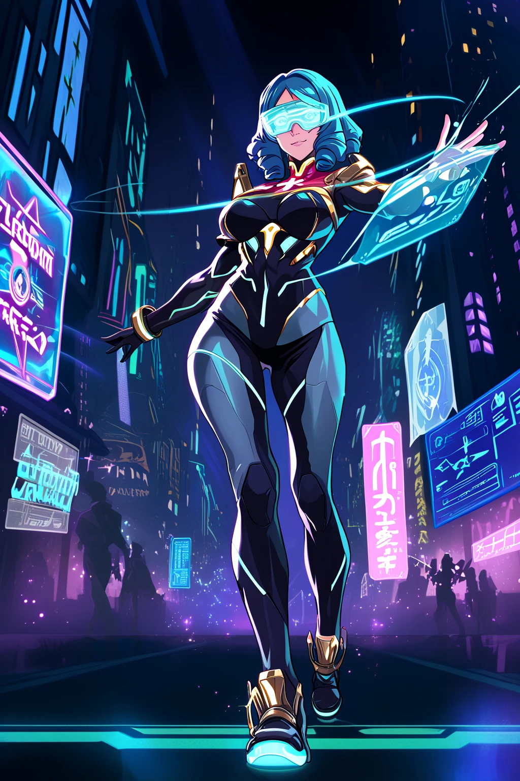 best quality,4k,8k,highres,masterpiece:1.2),ultra-detailed, extremely detailed eyes, extremely detailed body, (large masterpiece digital art), (detailed manga illustration), (detailed line art), ((perfect anatomy)), high quality, expressive eyes, full body, tall girl, detailed face, beautiful face, perfect face, breasts, cleavage, gloves, A photograph of mid-twenties Japanese female android made of shiny white and silver translucent glass and plastic, geisha makeup and hairstyle, silver metal internal body mechanisms, dynamic pose, flowing organic construction, glowing golden circuitry, colorful neon trim, glowing circuitry, neon trim, depth of field focus f/2.8, art by H.R. Giger, Greg Rutowski, bodysuit, thick thighs, toned, emblem, cinematic lighting, dynamic lighting, 4k resolution, dynamic pose, weapon, energy weapon, cover, mecha musume, fortified suit, mechanical parts, headgear, robot joints, bodysuit, deva battle suit, gloves, Atey Ghailan, Jeremy Mann, Greg Manchess, Antonio Moro, trend in ArtStation, trend in CGSociety, Intricate, High Detail, Sharp focus, dramatic and photorealistic painting art by Midjourney and Greg Rutkowski, Jeff Bridges, ((cartoon style)), Marvel Cinematic Universe style,