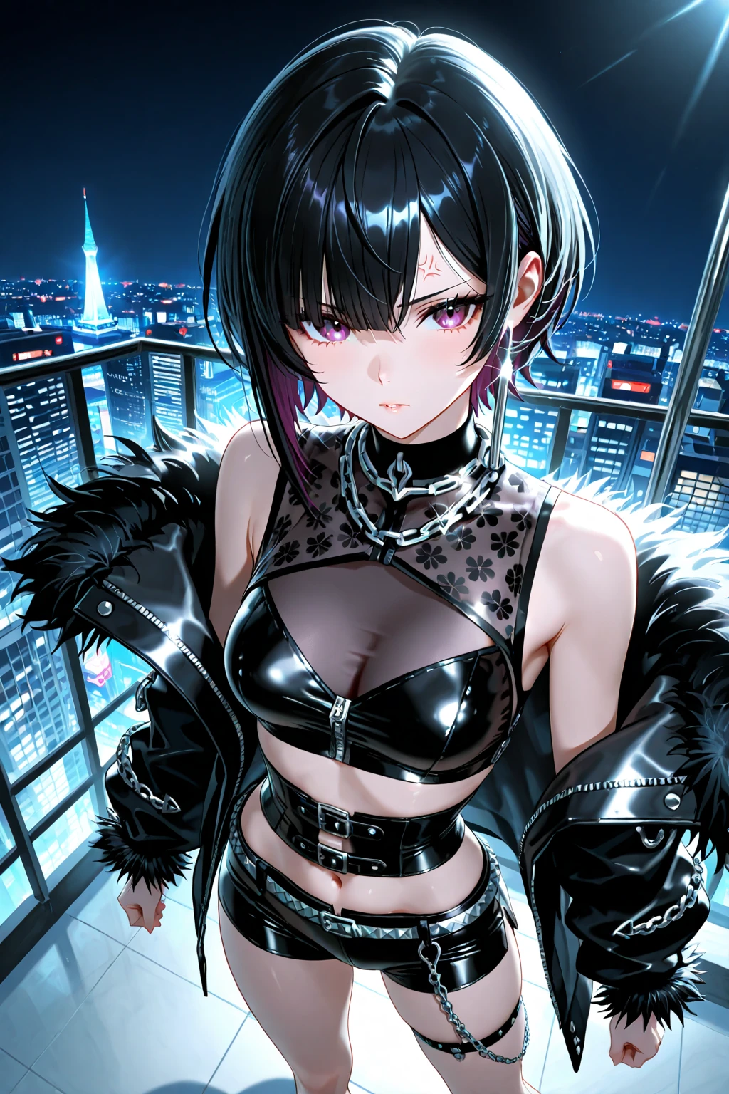 woman,Night city,wind,披wind,Black leather jacket,Catwoman,Rogue,Whip,((插画wind格))