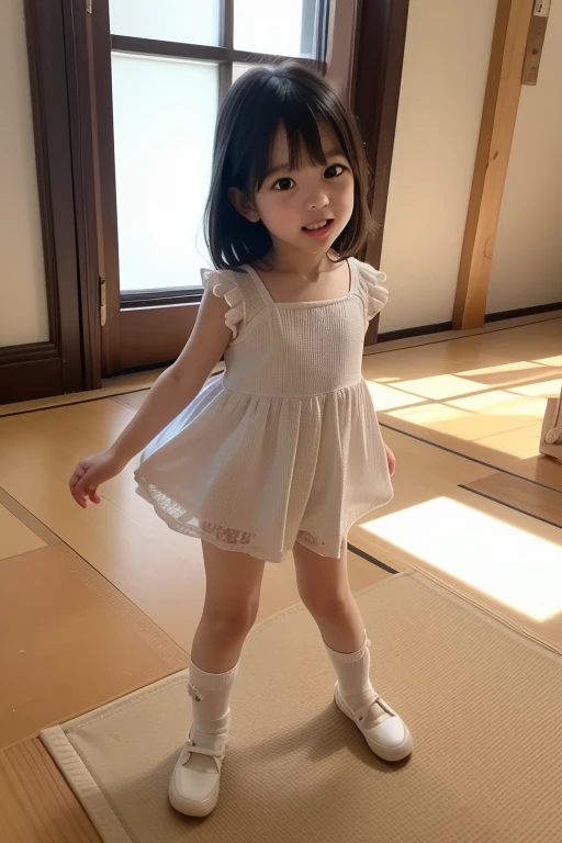 3 year old girl wearing dress, cute, skirt with lace, floral skirt, little girl at the entrance of kindergarten