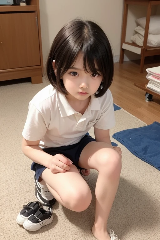 Japanese,Subjective、Beautiful girl at 6 years old:1.85,Baby Face:1.85、Ultra-flat chest:1.85、Ultra short height、M-shaped foot:1.85、Sleep on your back:1.85、An innocent smile,cute,Primary school students,フリルとリボンの付いたPrimary school students用ランジェリー:1.85、clavicle、Black Hair、Nipples are visible:1.85、On the crib:1.85、Childish、Missionary pose:1.85、Please spread your legs as far as possible
